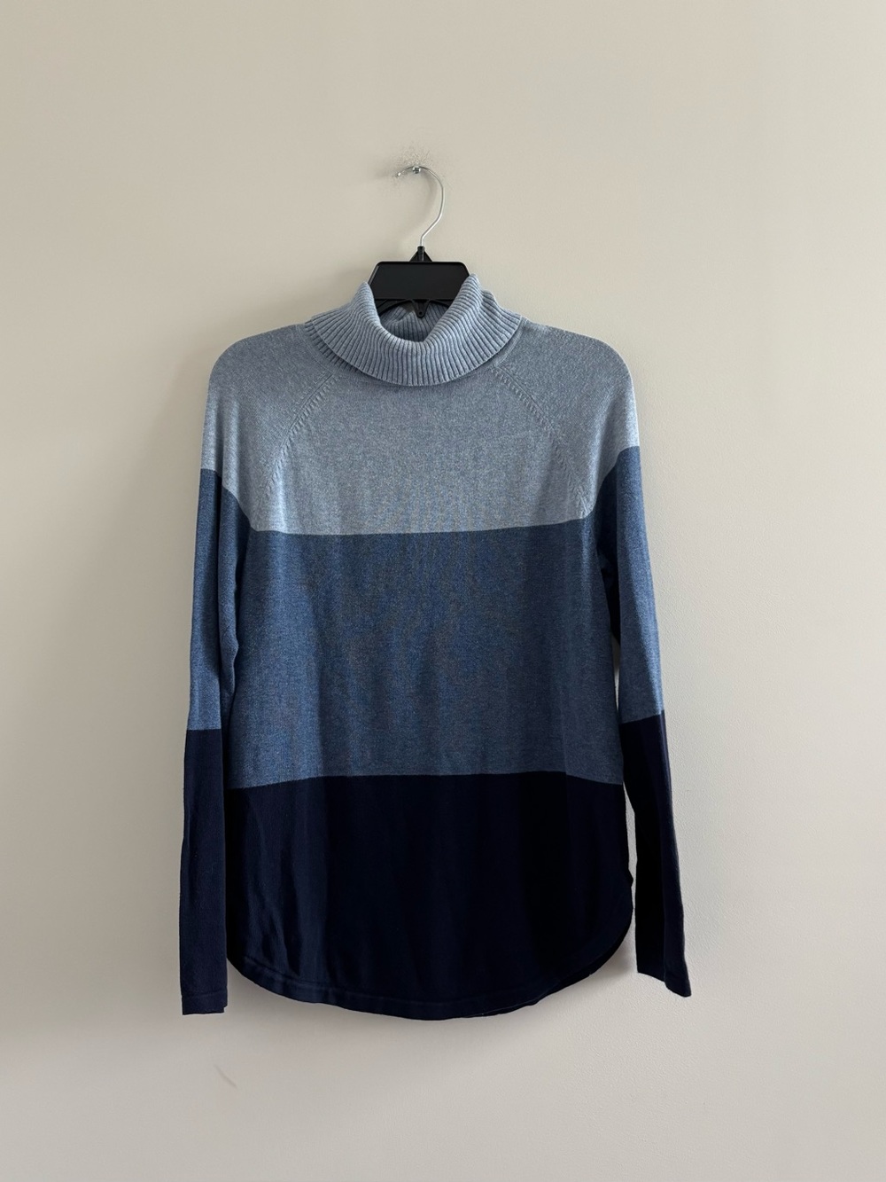 VTG Jeanne Pierre Turtleneck Sweater Blue Colorblock Cotton Women S Preppy
